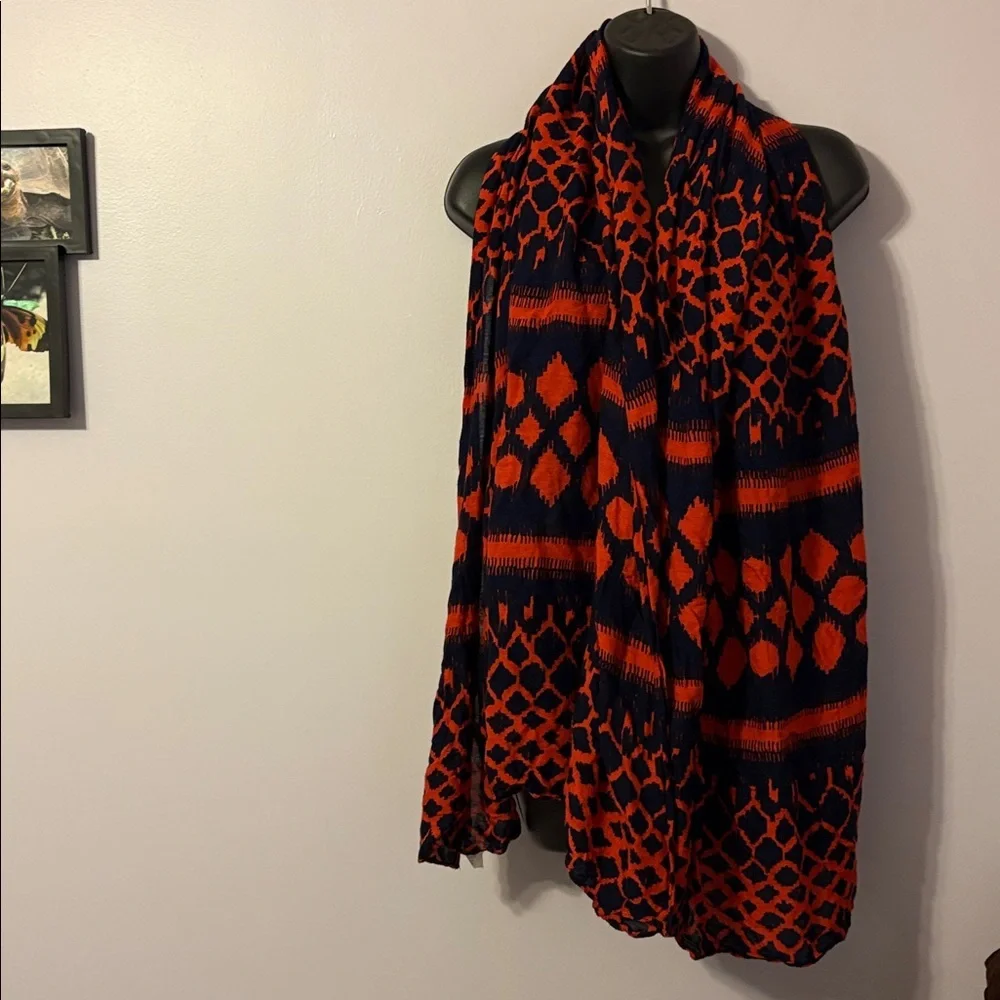 Stella & Dot Navy and Red Boho Large Scarf Shawl Coverup Dress